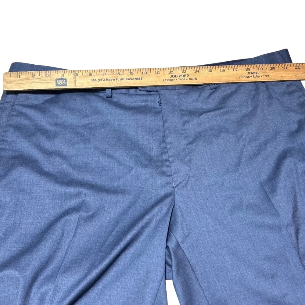 Peter Millar Mens 46R Blue Virgin Wool Blend Flat Front Dress Pants Portugal